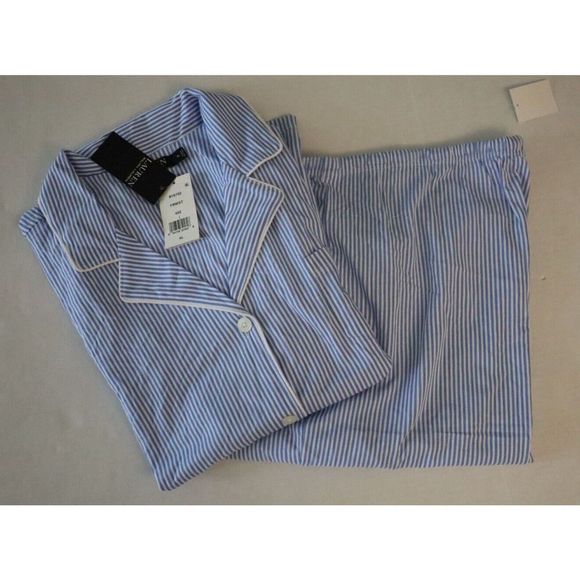 Lauren Ralph Lauren Women's Sz XL 2-Pc Striped Bingham Bermuda Cotton Pajama Set - Picture 4 of 9